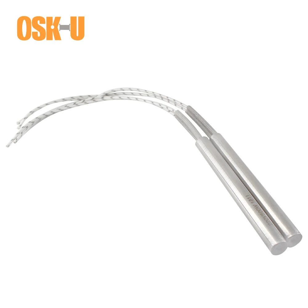 2PCS 12mm Tube Diameter Electric Cartridge Heating Resistance Element 220V Stainless Steel Single Head Tubular Heater Element