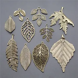 5pcs Grandi Foglie di Fascino Del Pendente del Foglio di Fascino Dei Monili di Grande Albero a Foglia di Fascino di Colore Bronzo Antico Per Monili Che Fanno