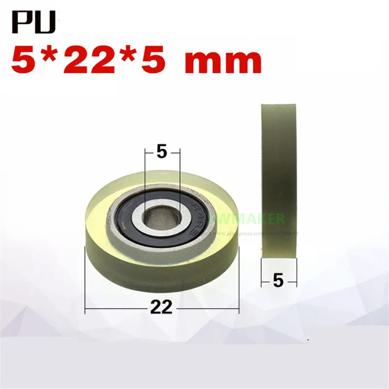 10pcs 5*22*5mm Misumi Japan flat 625 bearing rubber-clad wheel/pulley, silent guide wheel, elastic rolling wheel