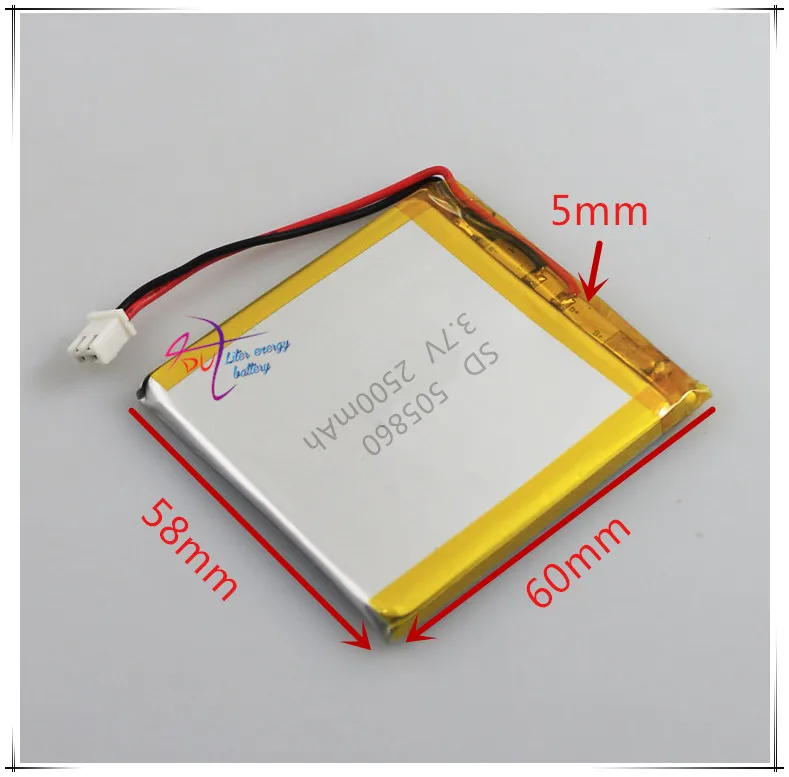 XHR-2P 2.54 2500mAh 505860 3.7V polymer lithium ion battery 506060 Rechargeable batteries