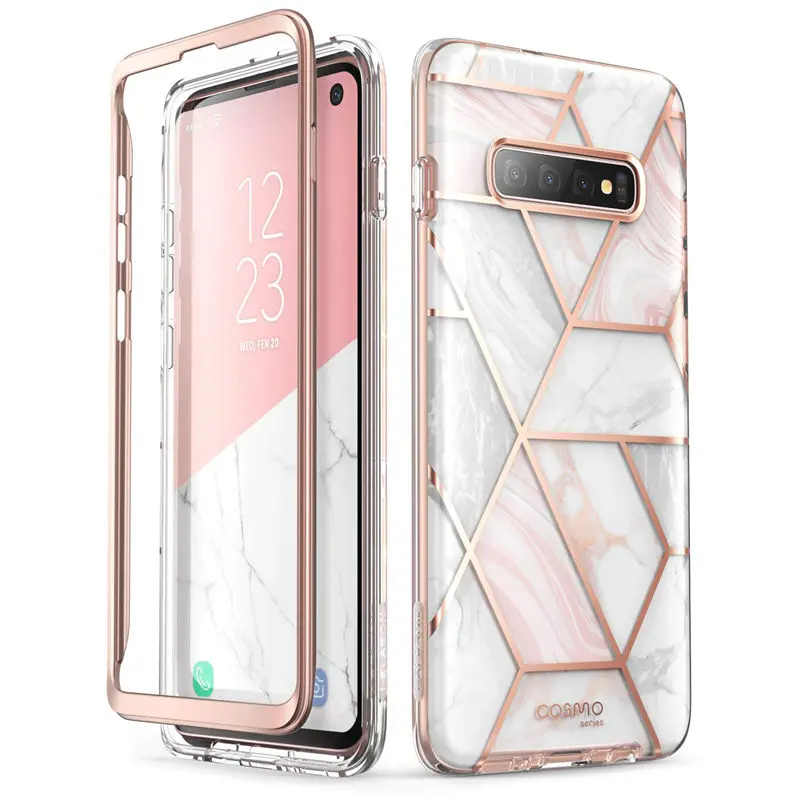 For Samsung Galaxy S10 Case 6.1 inch i-Blason Cosmo Full-Body Glitter Marble Bumper Cover Case WITHOUT Built-in Screen Protector