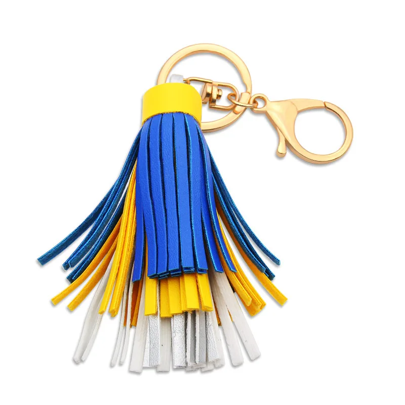 Bag Keychain Multilayer Leather Tassel Metal Keyring Black Blue Fringe Charms Women Fashion Jewelry Gift Sleutelhanger Chaveiros