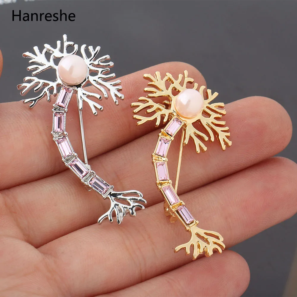 Hanrelhe Neuron Pin spilla cristalli gioielli medici cervello nervo spilla cellulare gioielli chimici regalo per medico infermiera Pin donne