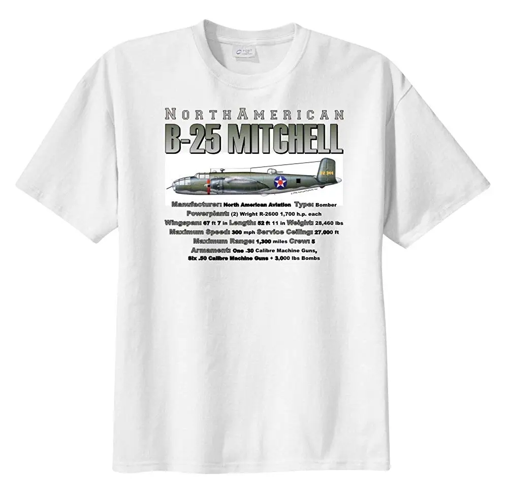 Men'S North American B-25 Mitchell Bomber Short Sleeve T-Shirt 2019 Man'S Designer Brand New Short-Sleeve Cotton Print Men