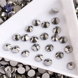 YANRUO 2028NoHF All Sizes Jet Hematite Top Quality Strass Stones Non Hotfix Crystal Flatback Loose Rhinestones For Nails