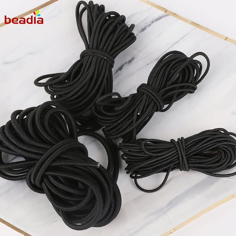 2M/bag Black Multi Size Round Elastic Band Elastic Rope Rubber Band Elastic Line DIY Sewing Accessories