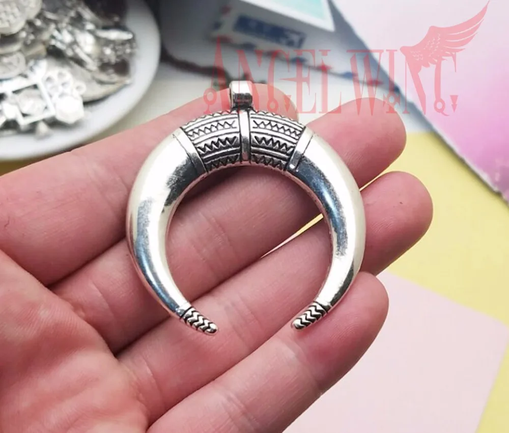 5pcs/lot--50x46mm, moon chams, Antique silver plated  Ox Horn Shape charms,DIY supplies ,Jewelry accessories