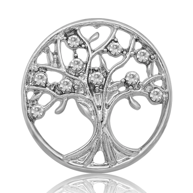 KZ1454  Fashion colorful rhinestone Hollow Life tree 20mm snap buttons for 18mm snap bracelet snap jewelry wholesale