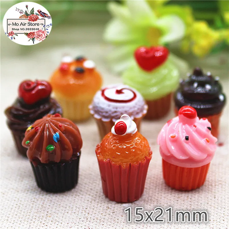 Ice Cream cup 10PCS dessert 3D Resin Flatback Cabochon Miniature Food Art Supply Decoration 15x21mm