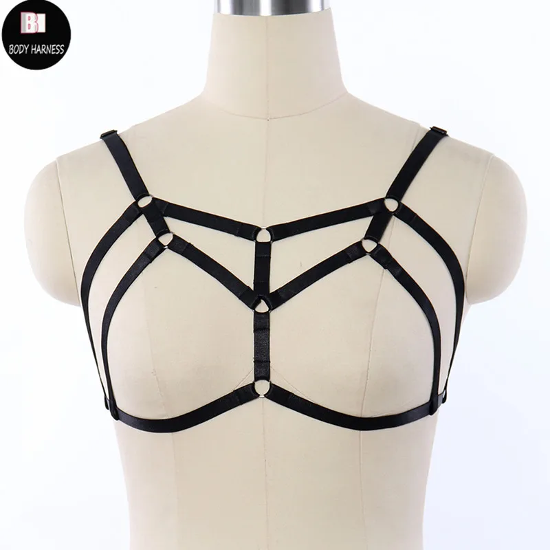 

Sexy Cosplay Lingerie Harness Bra Goth Body Harness Rave Fetish Dress Punk Bondage Harness Pole Dance Women Black Top Cage Bra