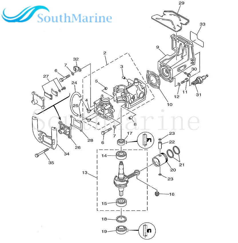 Junta do assento da válvula do motor do barco para Yamaha, 2-Stroke 2HP motor de popa, 6A1-1361-A0-00