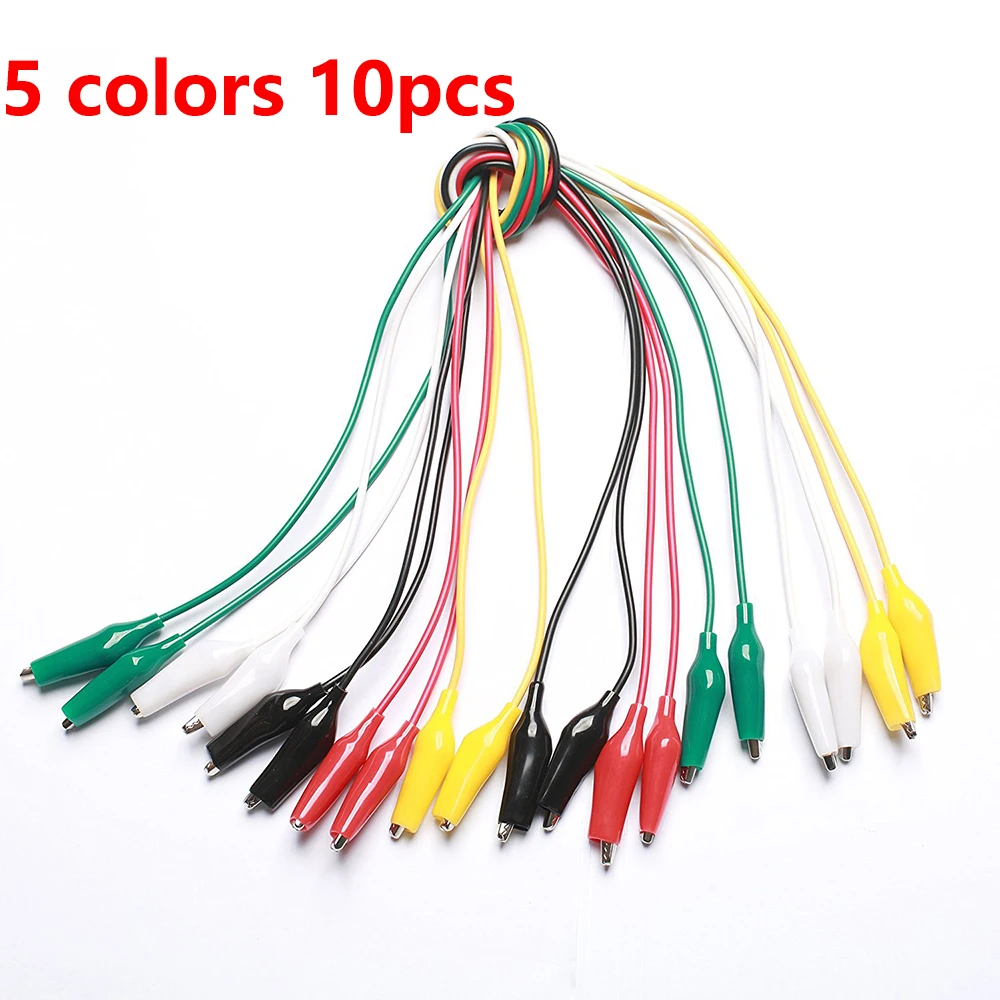 10pcs/lot 5 colors Alligator Clips Leads Double ended Crocodile Clips Roach Clip Test Jumper Wire Electronics DIY Test