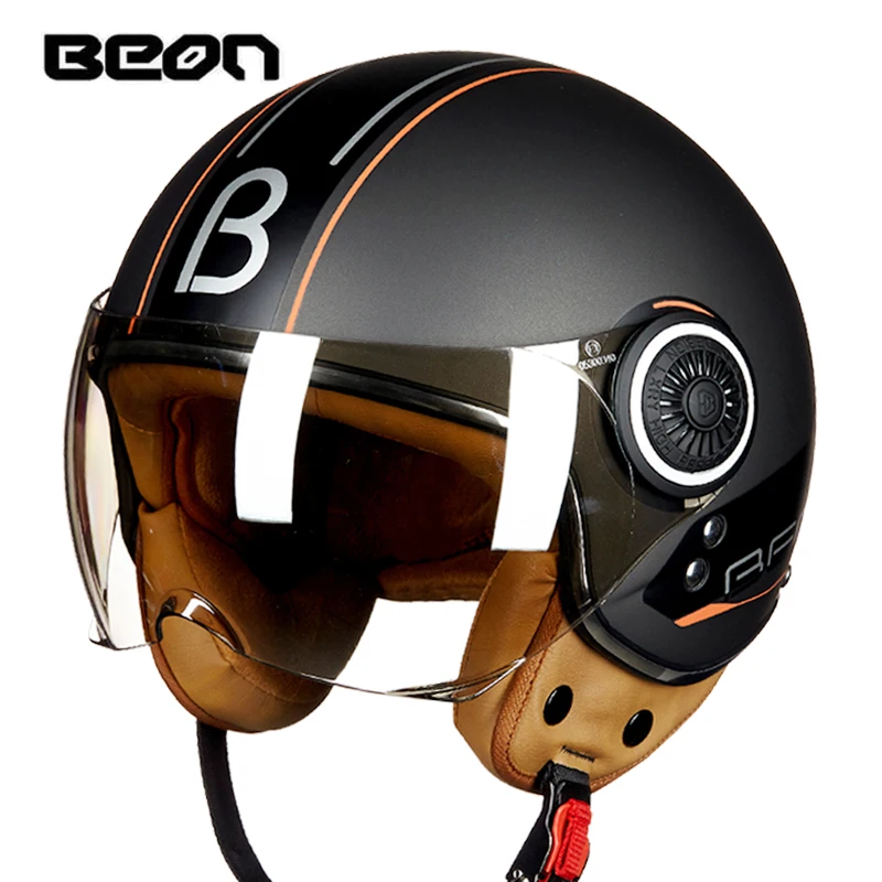 BEON vintage motorcycle helmets Jet ruby helmet Protective Gears 3/4 half helmet Scooter ECE DOT open face capacete B110B