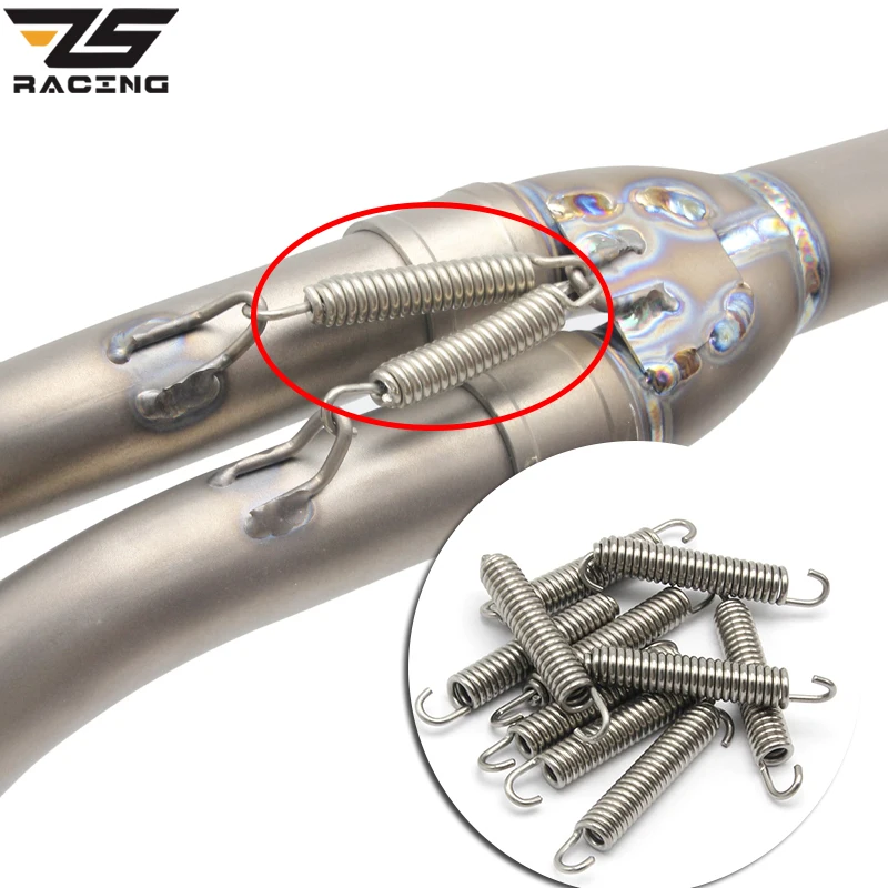 ZS Racing 2/6/10pcs Motorcycle Exhaust System Springs Fully Rotatable Stainless Steel Springs For Exhaust Middle Pipe