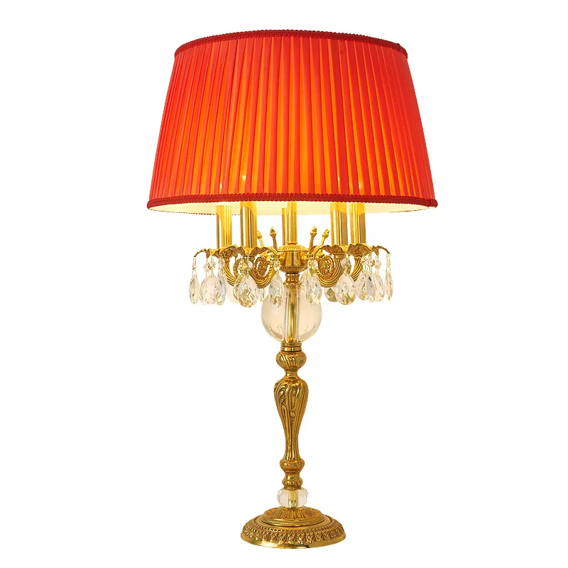 

Free Shipping European Modern Copper Table Lamp Luxury Crystal Table Lamp European Style Bedroom Bedside Lighting Fixture Lamp