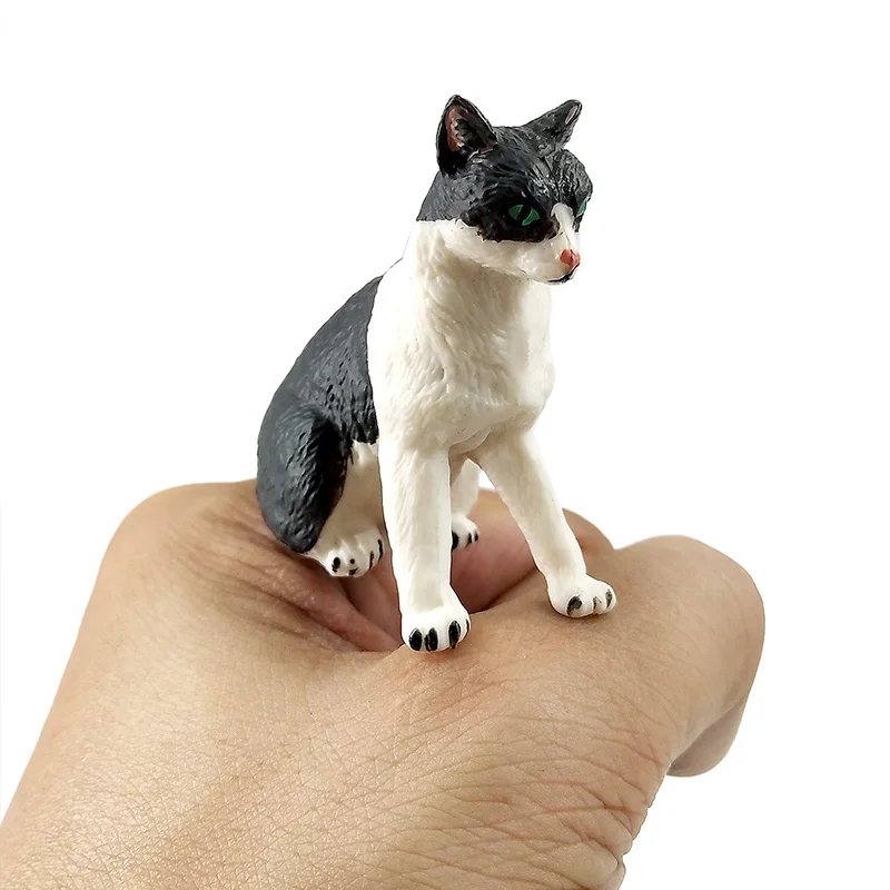 Figuras de animales de simulación de mini gato para niños, figuritas pequeñas de plástico, accesorios de decoración para el hogar, regalo, estatua de juguete