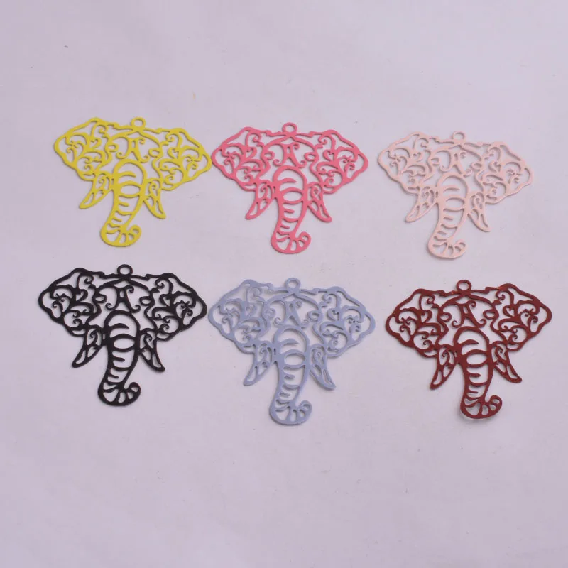 30 Stück AB3826 Hyperbolischer Stil Filigrane Elefantenkopf-Anhänger aus Messing Bisuteria Anhänger-Verbinder DIY Ohrring-Zubehör – Detail 3