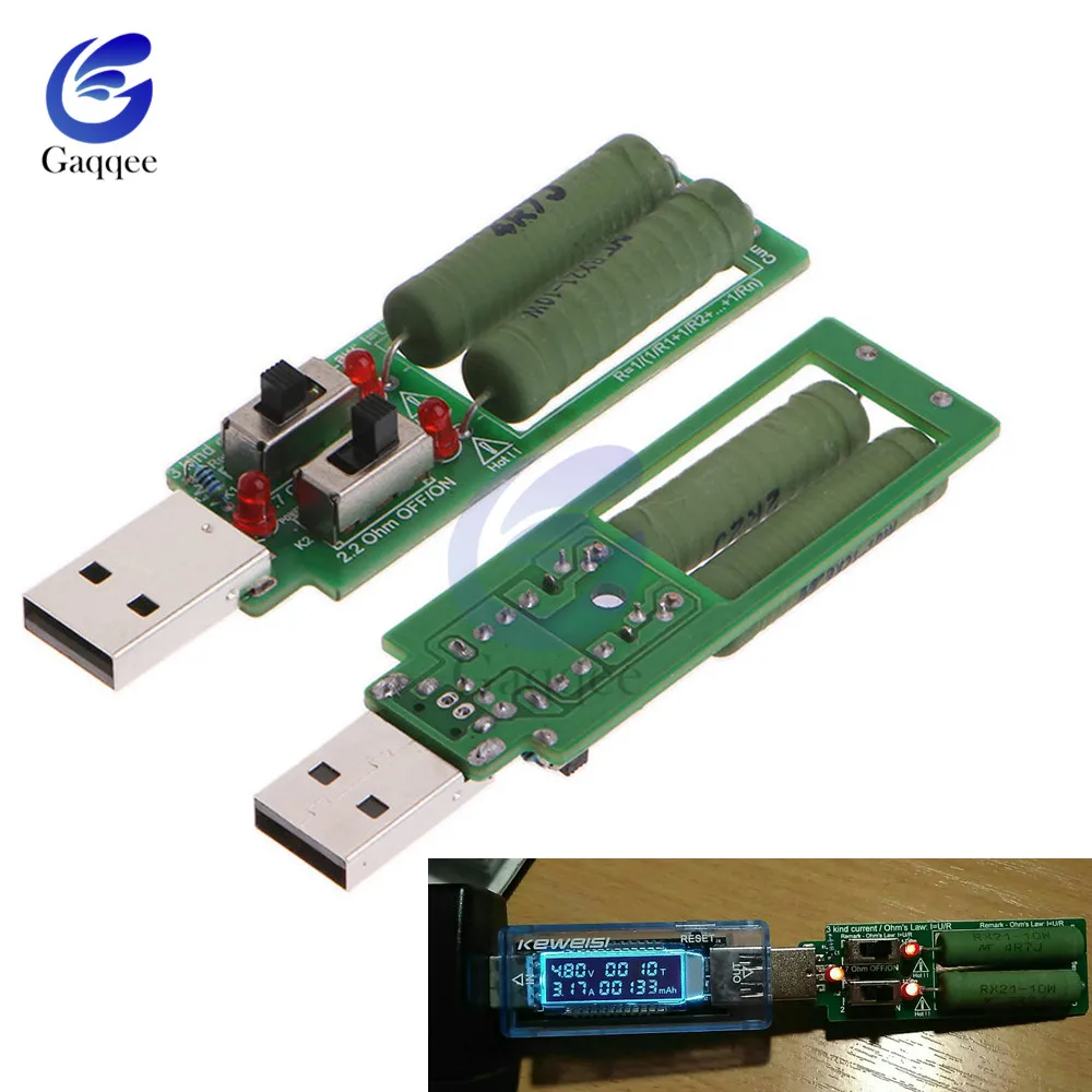 USB resistor dc electronic load With switch adjustable current 5V 1A/2A/3A battery capacity voltage discharge resistance tester