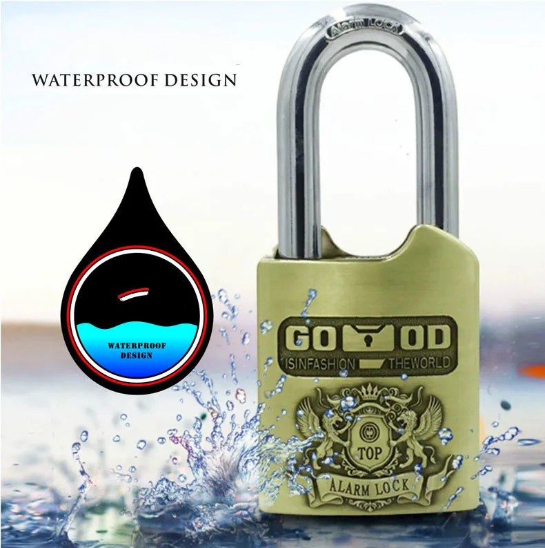 Free Shipping Waterproof Intelligent Alarm PadLock Anti-theft Pry Proof for Warehouse  Shop Motorcycle Lock and Outside Door