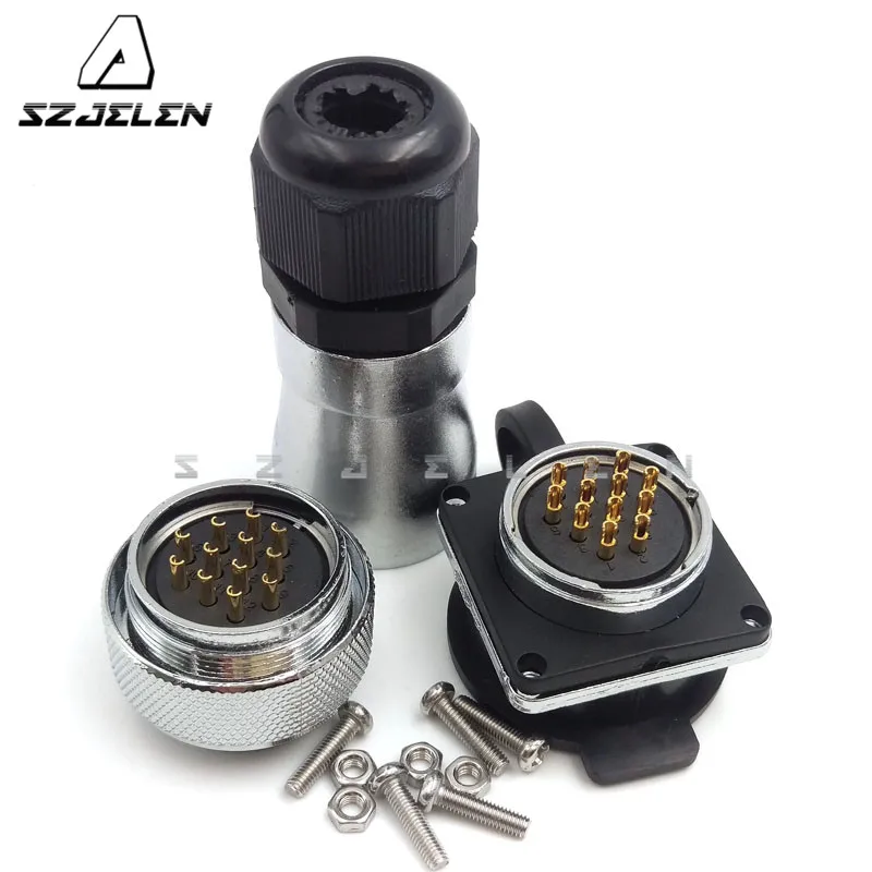 SZJELEN WF28 Series 12 Pin Waterproof Cable Connector, IP67,Mechanical Power Cable Panel Mount Connector