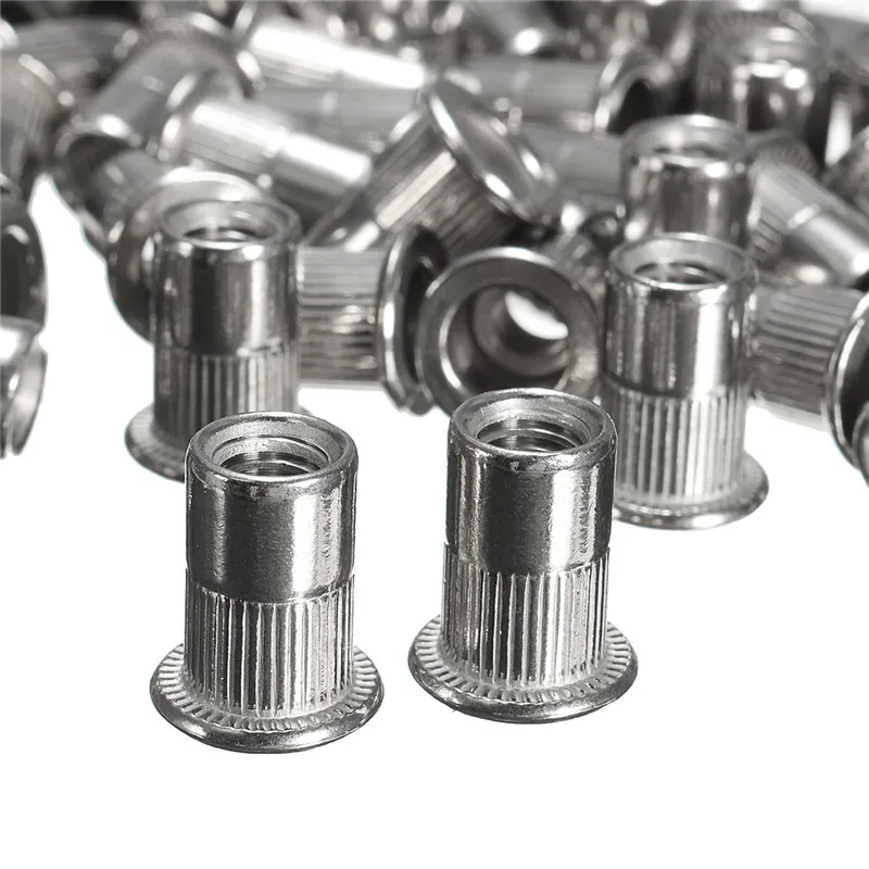 10pcs Rivet Nut 304 Stainless Steel M3 M4 M5 M6 M8 Flat Head Threaded Rivet Insert Nutsert Cap Rivet Nut