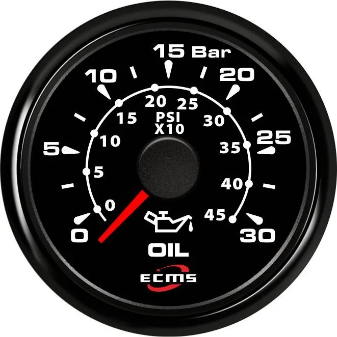 New Design Marine Boat Pressure Gauge 0-30 Bar 9-32V 0.5-4.5V 52mm 2 Inch 316L Black Bezel Black Dial 802-00040