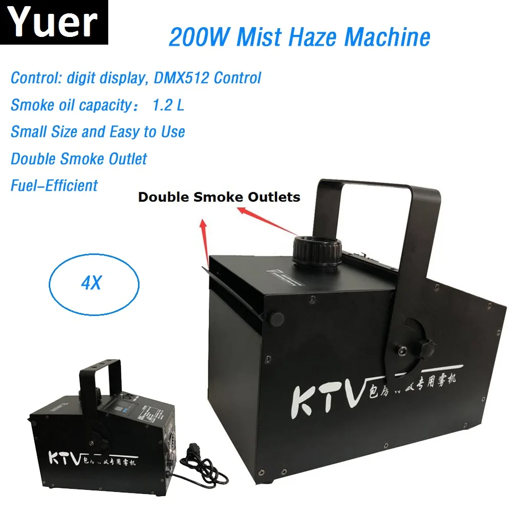 

4Pcs/Lot Double Smoke Outlet 200W Mist Haze Machine DMX512 Control Stage Hazer Machine DMX Fogger Dj Stage Effect Equipments