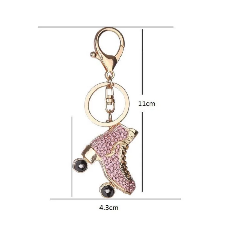 Fashion Crystal Roller Skating Shoes Shape Keychain for Female Car keyrings Women\'s bags Pendants Accessories Men Jewelry 2019