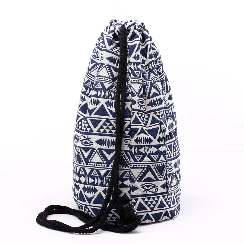 Annmouler Vintage Bacpacks Women Aztec Chic Drawstring Backpack Gypsy Bohemian Hobo Bag Folk Tribal Ethnic Fabric String Bag