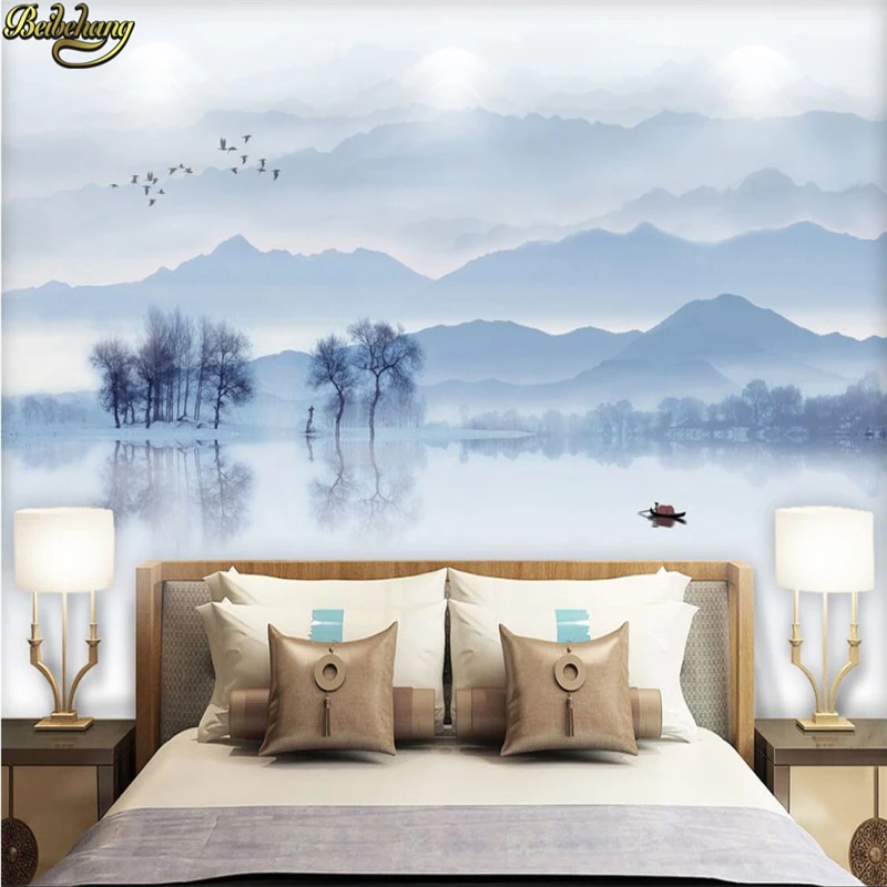 beibehang custom photo mural Ink landscape Misty Wallpaper TV background Home Improvement 3d Wall papers for walls living room