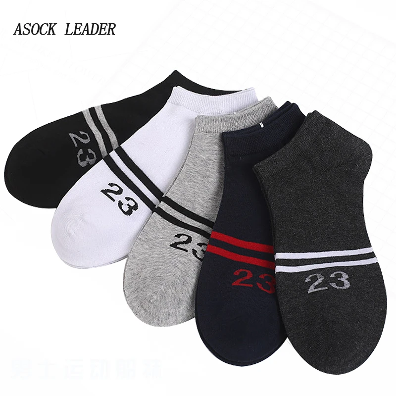 2018 Spring&Summer New Cotton Mens Socks Digital Short Funny Socks Men Fashions Casual Boat Socks 5 Pairs / Lot