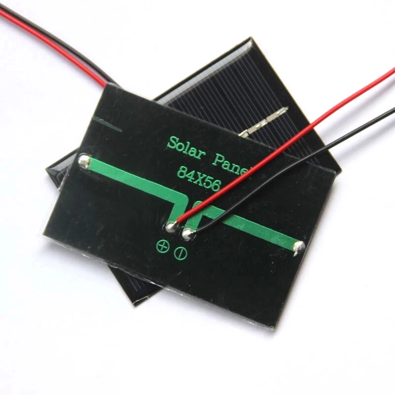 Modulo cella solare policristallina portatile 5V 0.6W con cavo Caricatore pannello solare fai-da-te per batteria 3.7V Luce a led 2PCS 84*56MM