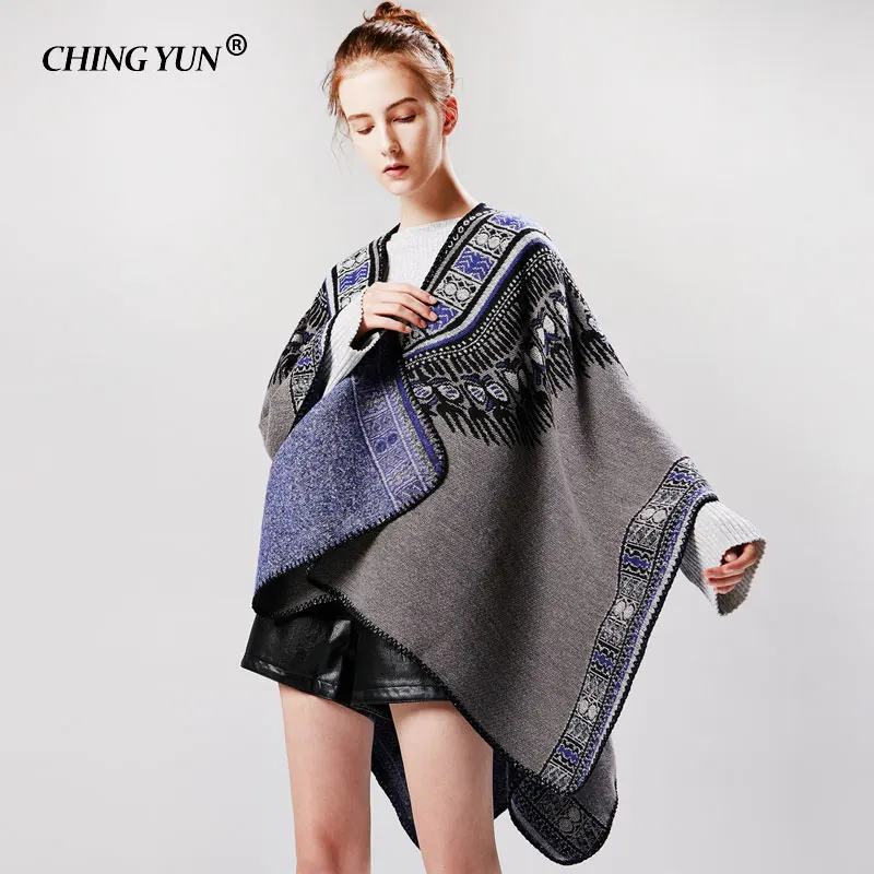 

CHING YUN New winter shawls fashion pure Thicken cashmere decorative woman warm lady scarf ponchos and capes 2018 designer brand