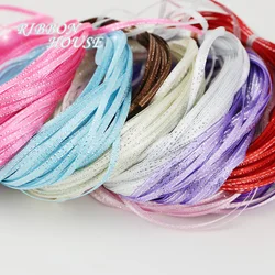 (40 meters/lot) 3mm Silver Edge Satin ribbon lace fabric  DIY Jewelry Decorative Accessories Key Bag