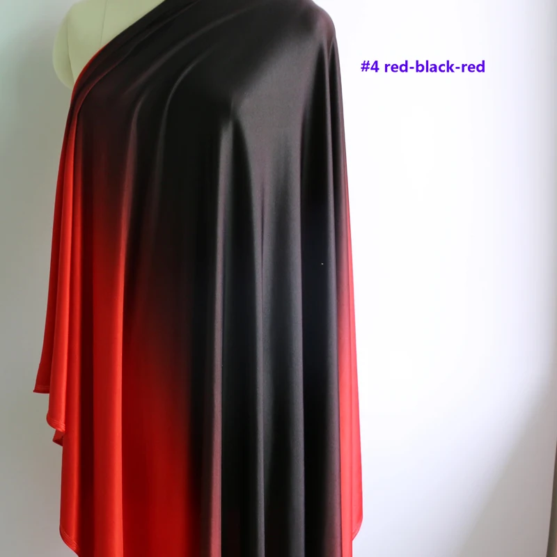 Ombre Spandex Fabric Black Red Dance Latin Dress Material Knit Stretch 100cm*150cm