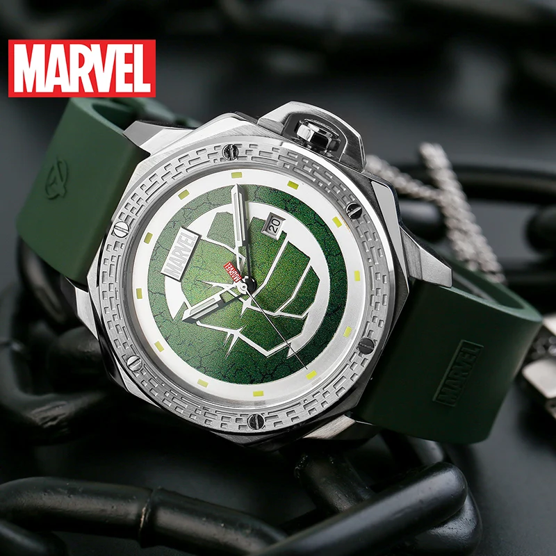 Official authorization original Marve AVENGERS HULK QUARTZ watch Waterproof Male stainless Steel Luxury GREEN M-9059 NEW