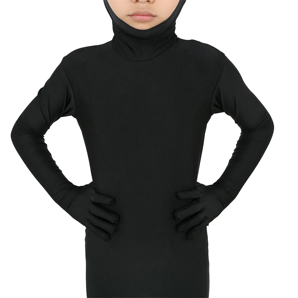 Bambini Open Face Zentai body Spande Zentai Dancewear cerniera posteriore bambini Fitness Suit costumi di Halloween