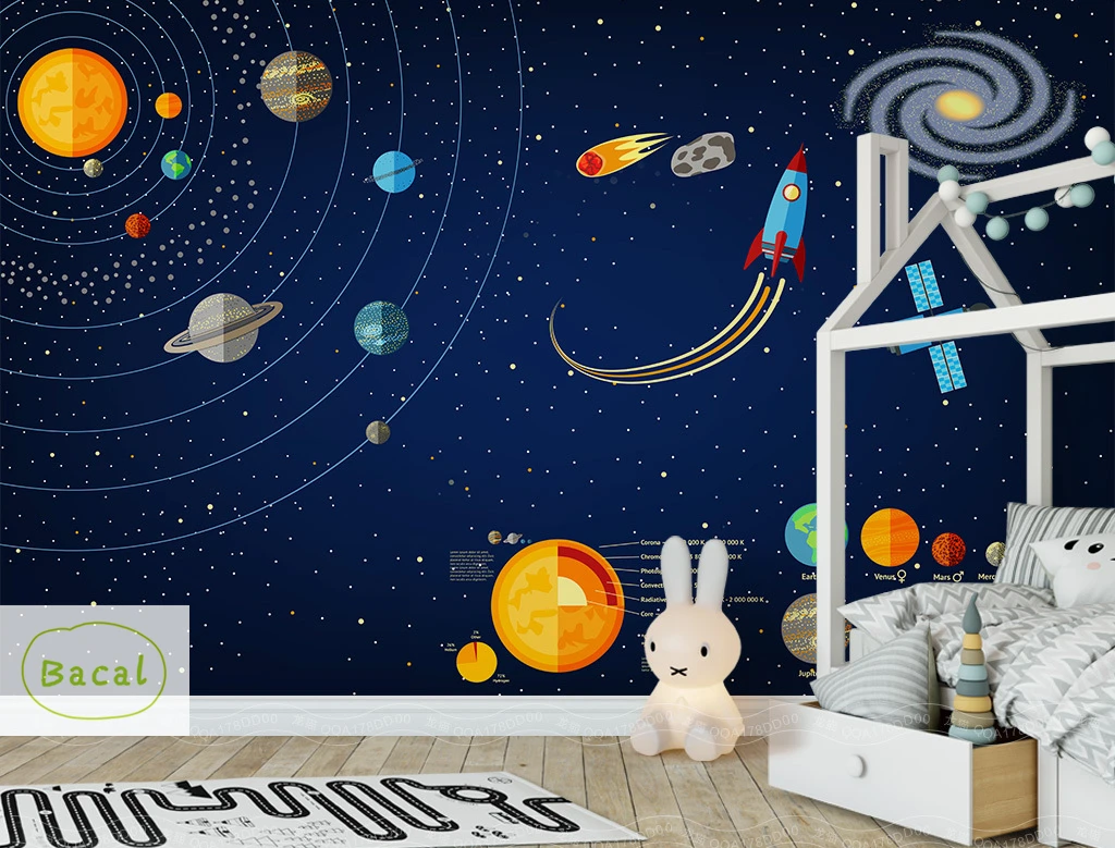 

Bacal Custom photo 3D wallpaper large fresco space cosmic children bedroom cartoon murals papel de parede wall paper