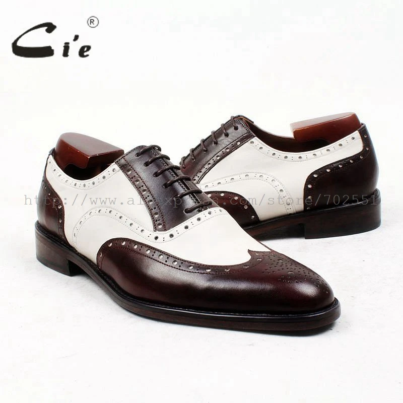 cie round toe brown white bespoke men shoe custom handmade 100%genuine calf leather outsole breathable men\'s oxford shoe ox438