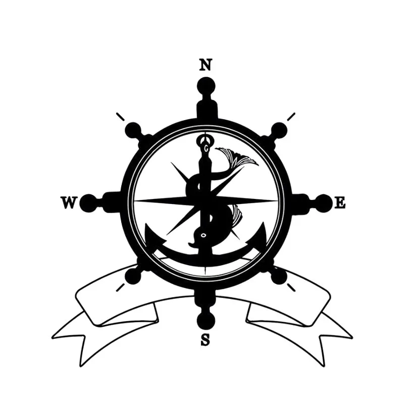 17.5cm*18cm NSWE Fashion Sea Helm Flag Symbol Anchor Compass Travel Pirates Sailing Car Sticker S6-3535