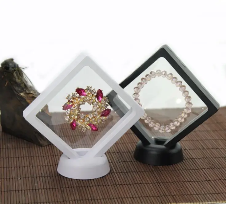 

500PCS Black white Suspended Floating Display Case Jewellery Coins Gems Artefacts Stand Holder Box