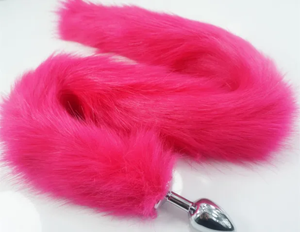 8 color for choose 78cm length long fox Tail Dia 27mm Anal Plug Metal Butt plug Role Play Flirting Fetish hot dog tail sex Toy