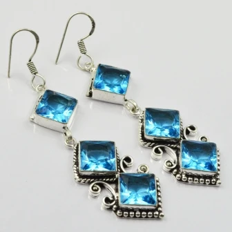 

Blue Topas , Silver Overlay on Copper Earrings, , 83mm , E1957