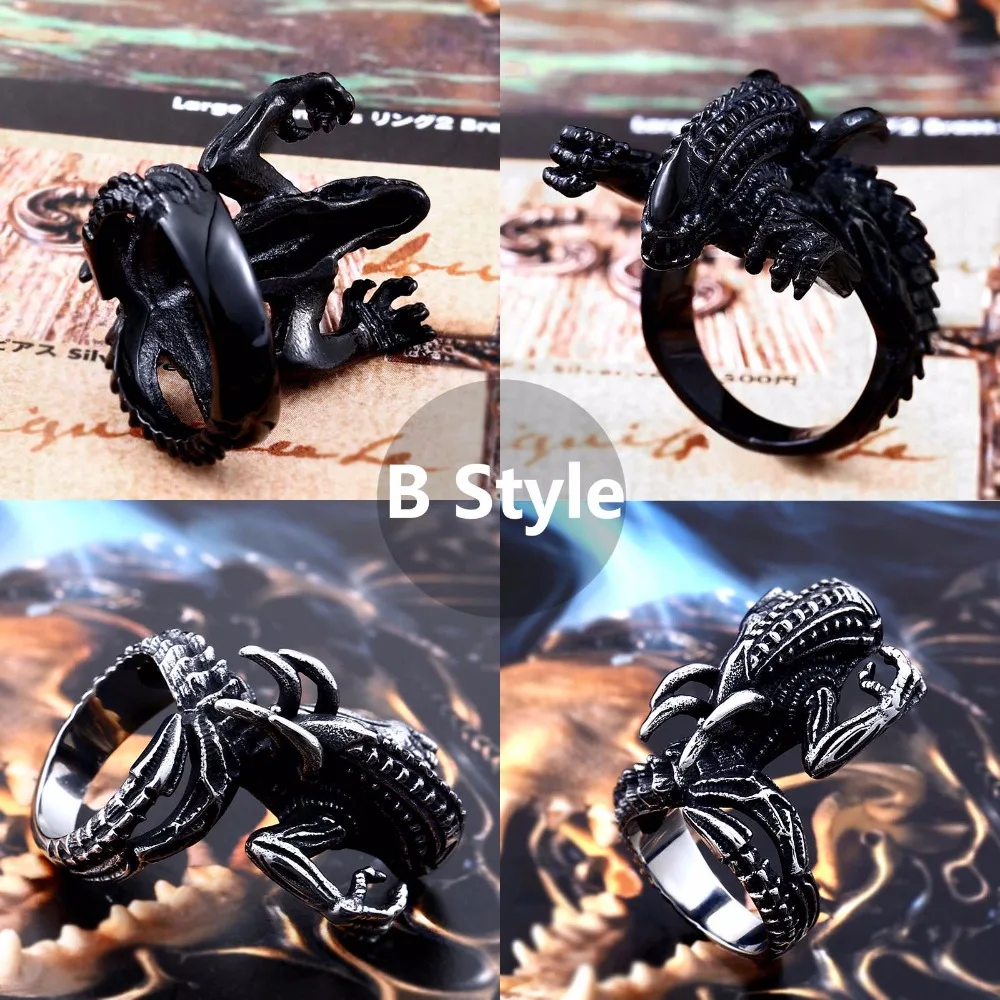 Beier 316L Stainless Steel Alien Predator Finger Rings For Men Gothic Style Movie Jewerly BR8-540