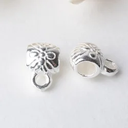 solid 925 sterling silver Tube Spacer Bead Connector with Closed Jump Ring, rondel spacer bead charms for necklace