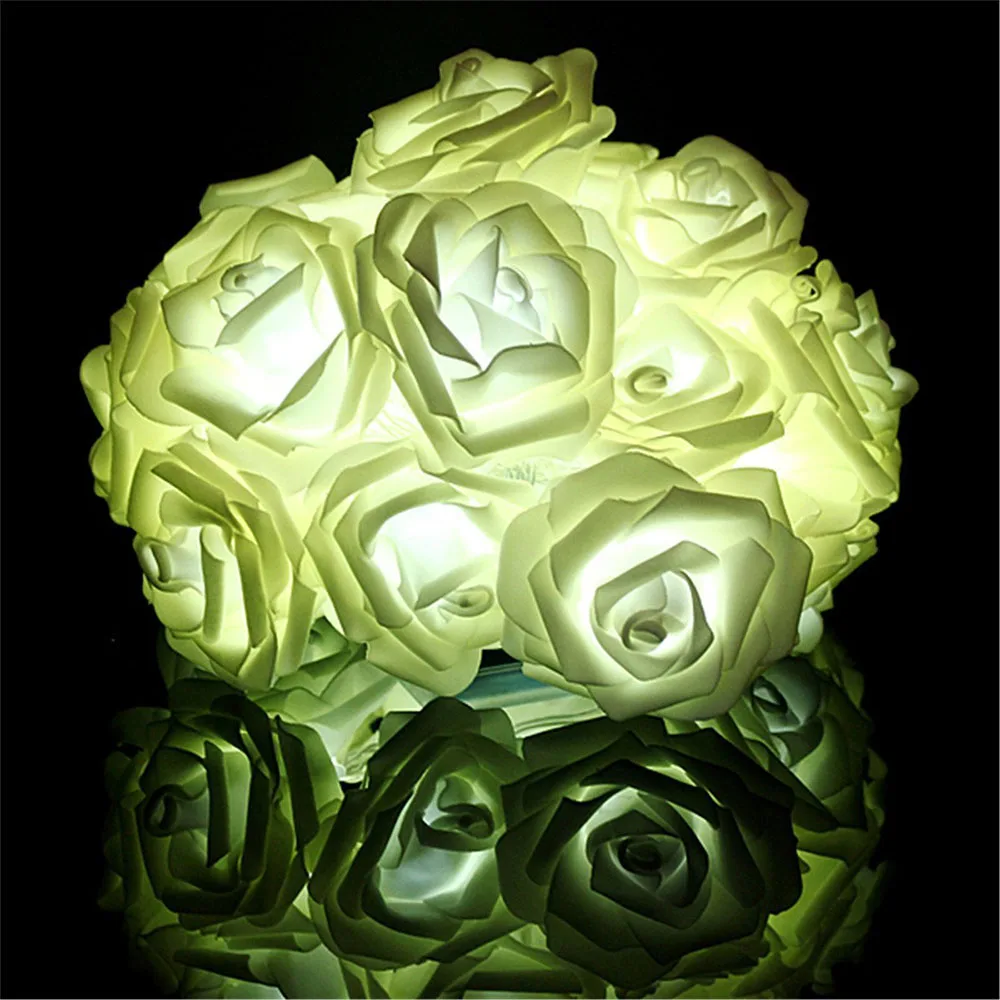 Rose Blume Girlande Led-leuchten 20 Leds String Lichter Weihnachten Indoor Dekorationen Für Home Valentines Fee Licht