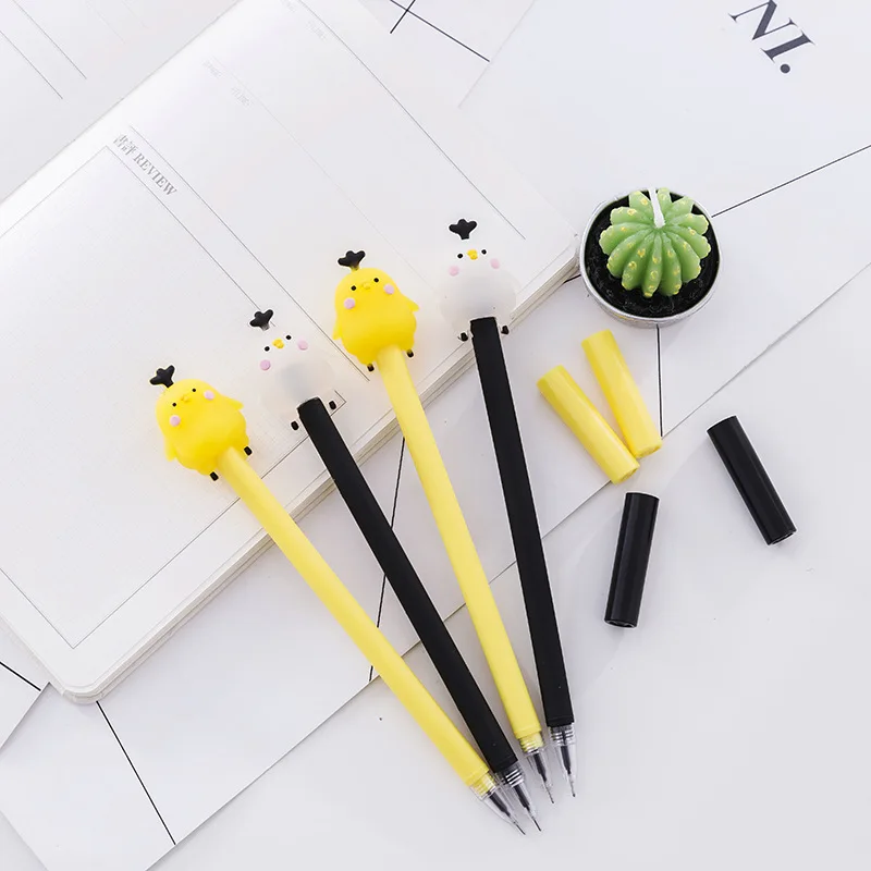 1 Pcs Creative Stationery Neutral Pen Kawaii Cartoon Style Gulu Chicken Black Pen Signature Neutral Pen Christmas Novelty