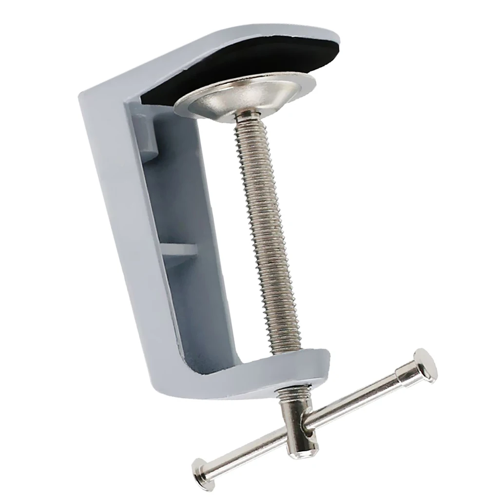 Metal Adjustable Arm Desk Clamp Table Lamp Clip Holder Stand White/Black