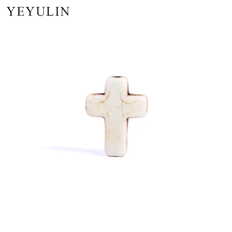 20pcs Colorful Natural Stone Cross Pendant Charms For Woman Necklace Bracelet DIY Jewelry Making 1.5*1.1cm