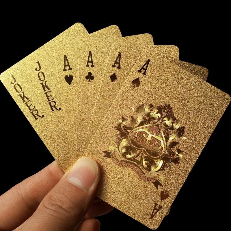 Golden Playing Cards Deck gold foil poker set Magic card 24K Gold Plastic foil poker Durable Waterproof Cards magic